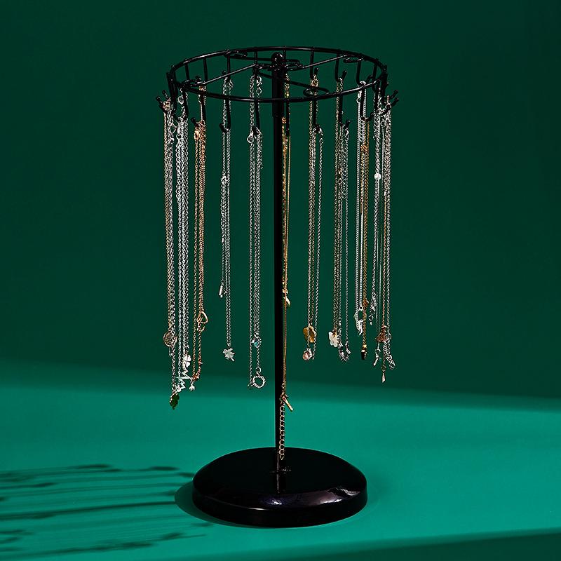 Rotate Jewelry Displays Rack Necklace Jewellery Showcase Stand Household Trinket Storage Shelf Multiple Necklace Display Holder