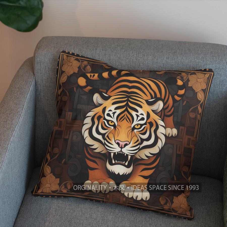 Tiger-Patterned Cushion Covers For Stylish Home Pattern Cushion Cover Suitable For Sofa Bedroom Car Pillow Cover