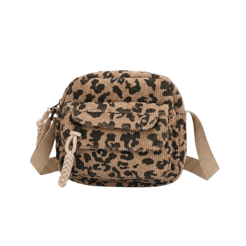 Borsa a Spalla Stampa Leopardo Retrò Borsa Quadrata Piccola Multitasche Borsa a Tracolla in Velluto per il Pendolarismo