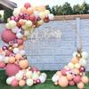 Bruiloft Verjaardag Babyborrel Geslachtsonthulling Decoraties Stofblauw Wit Ballonnenboog Slingerset
