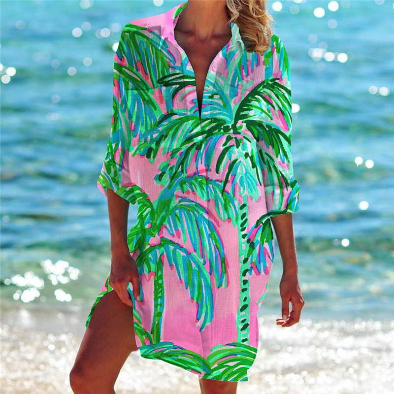 Women's Bikini Cover Up Shirt Swimwear Cardigan Printed Vacation Beach Sexy And Stylish Beachwear Ideal For Summer Pool And Beach Activities