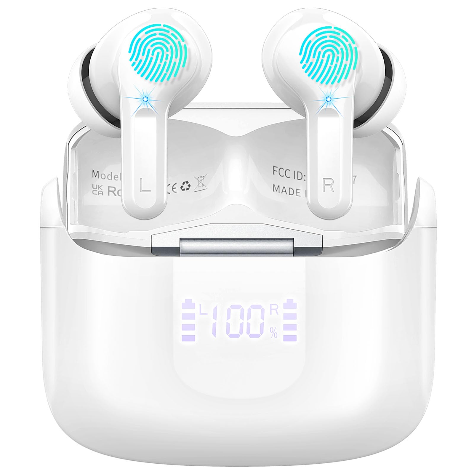 

2025 Latest Bluetooth Up to 42 Hours of ENC Noise Dual Bluetooth Touch LED IPX7 Compatible with Japanese Instruction Manual Included Earbuds,