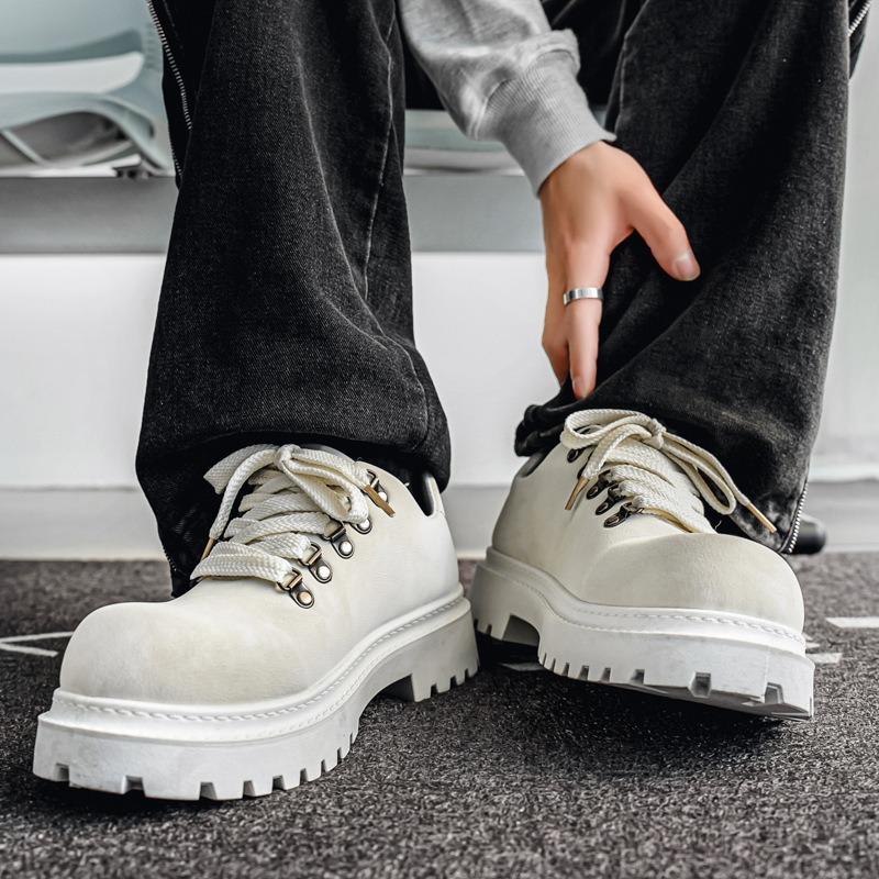 New Big Head Derby Men's Shoe Platform Height Increase Commuter Fashion Men's Small Leather Shoes Zapatillas Deportivas De Mujer