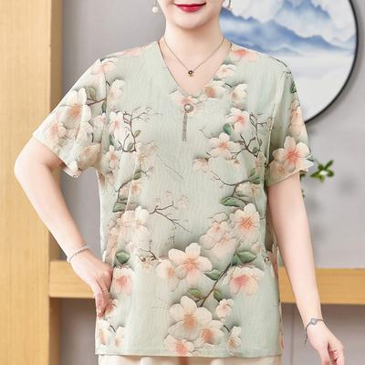 Plus Size 3XL-8XL Casual Blouses for Women Tops Loose Vintage Oversize Short Sleeve Shirt Summer Clothes