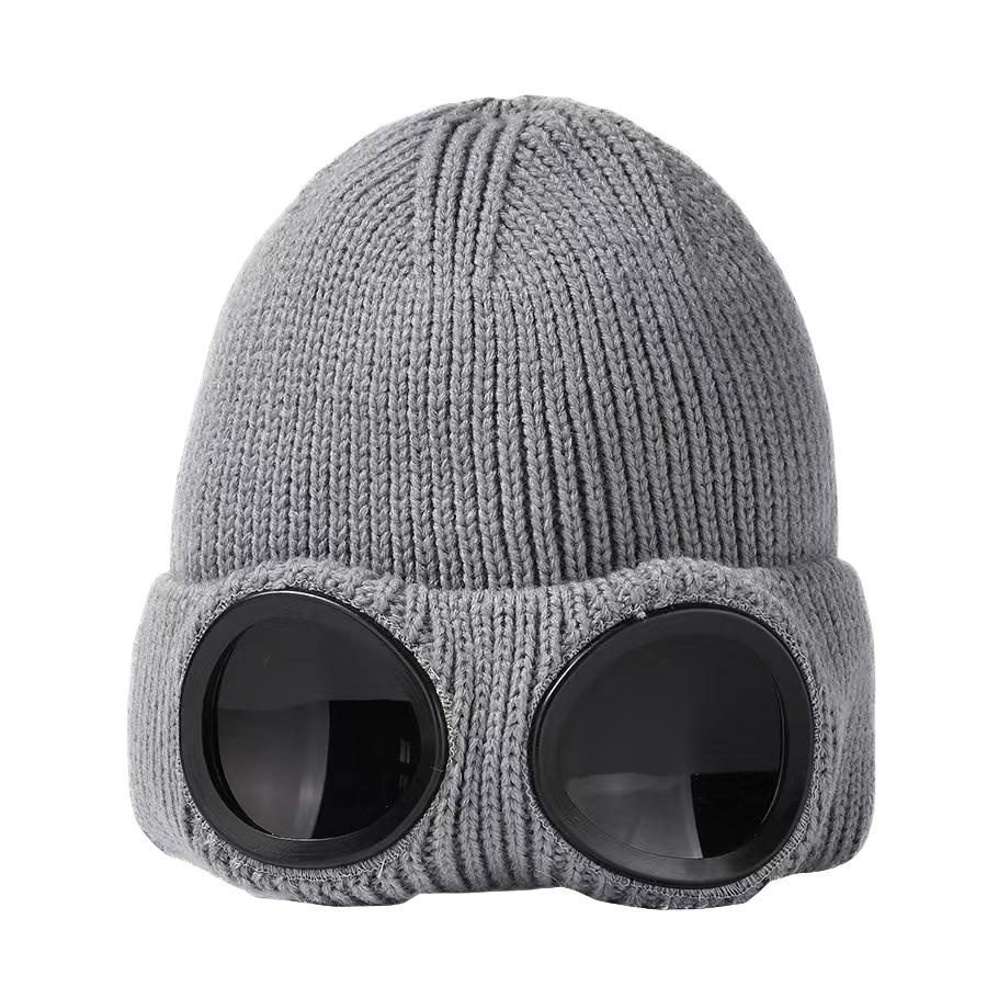 Windproof Ski Beanie with Goggles Warm Knitted Woolen Hat for Men & Women Thermal Headwear for Cold Weather Winter Outdoor Gear