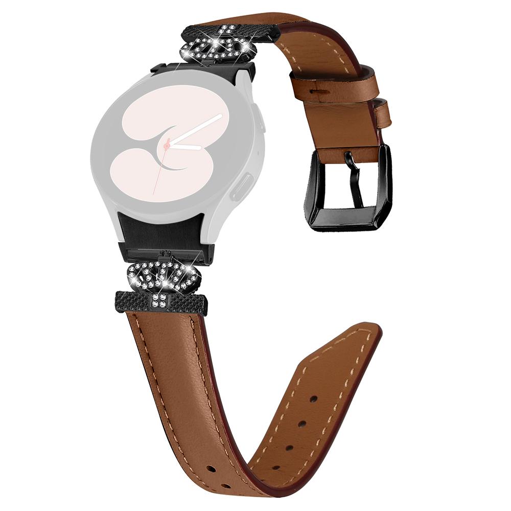 

Black Buckle Band for Samsung Galaxy Watch6 40mm 44mm/Watch6 Classic 43mm 47mm Rhinestone Crown Connector Watch Strap Bracelet Brown