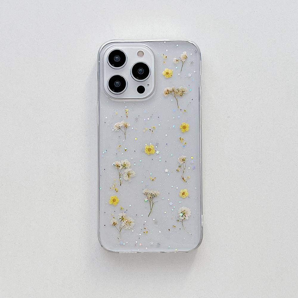 Real Dry Flower Phone Case For iPhone 17 Air 16 15 14 13 12 11 Pro XR X XS Max 7 8 Plus 16E Floral Soft Shockproof Cover