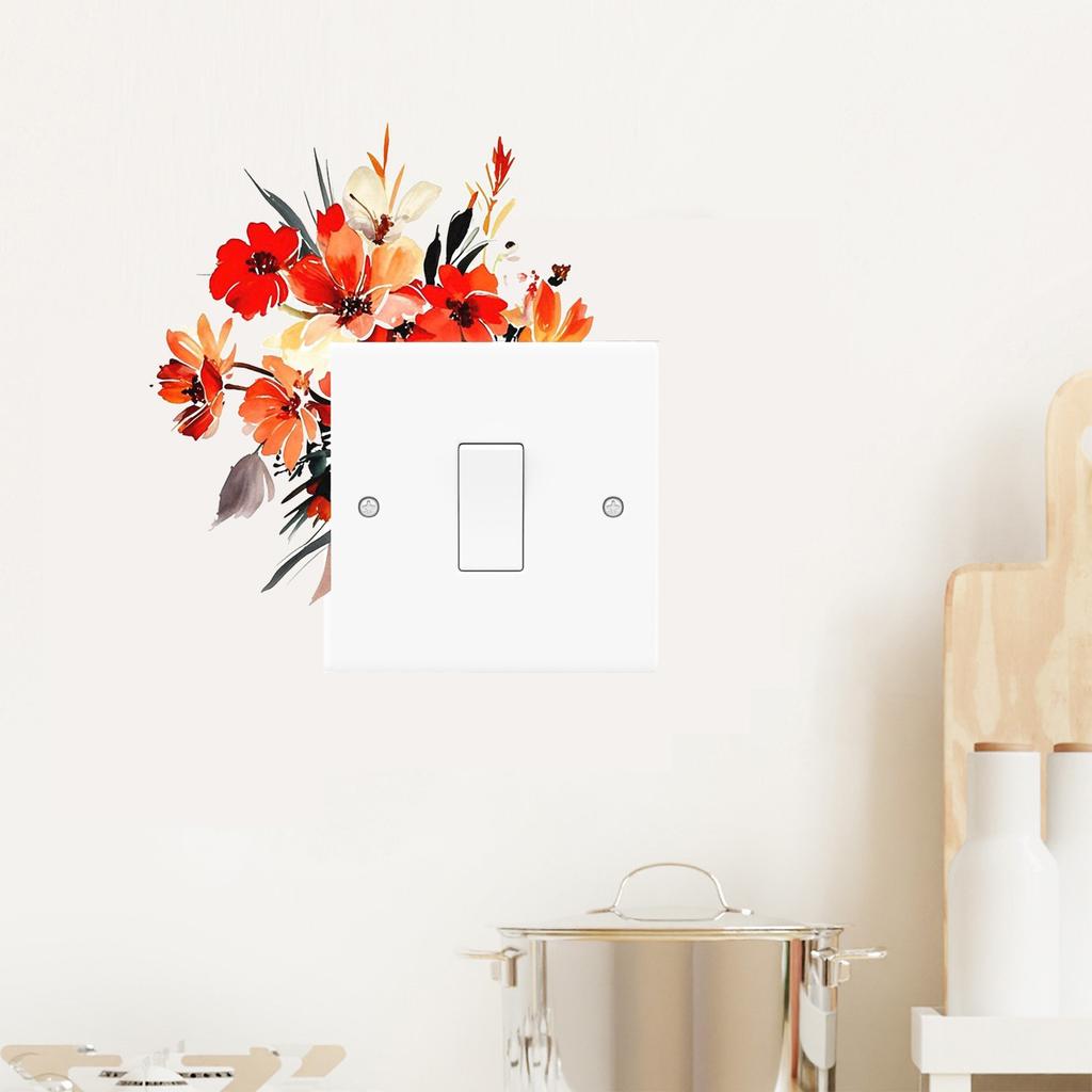 Self-adhesive Waterproof Minimalist Flower Switch Stickers for Living Room Bedroom Wall Decor