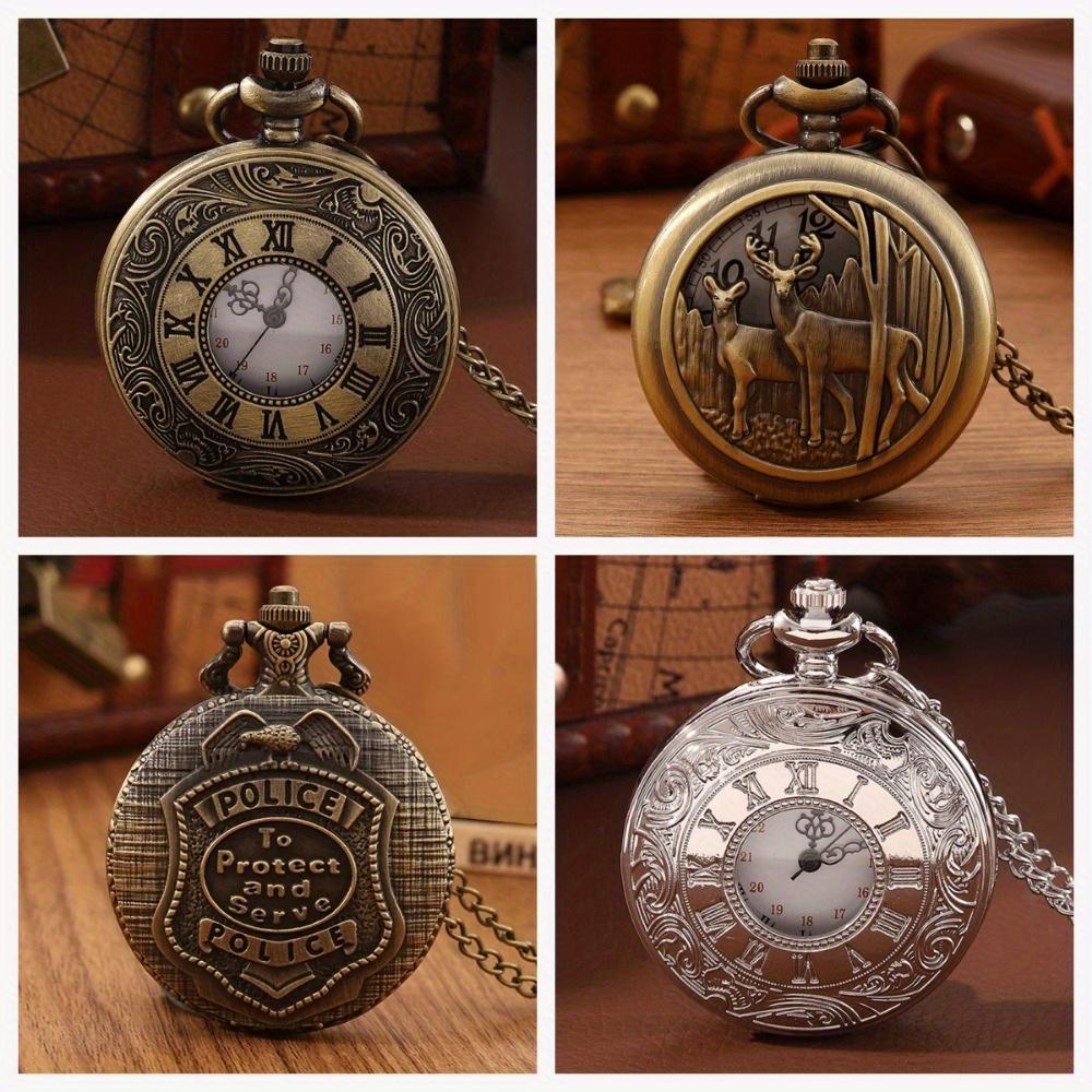 2pcs/set, Pocket Watch Set,1pc Quartz Movement Pocket Watch & 1pc Fashion Golden Anchor Necklace, Durable Accessories, Father's Day,Best Gift for Men.