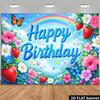 2D plane 1 piece of birthday background cloth with blue sky and white clouds made of polyester material.