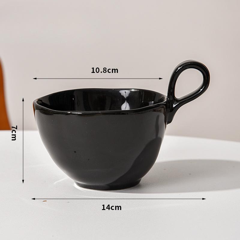 Minimalistischer Henkel Kaffeetasse Latte Haferflocken Frühstückstasse Einfarbig Tasse Kurz Dick Mündung Groß Nordische Tasse Keramik