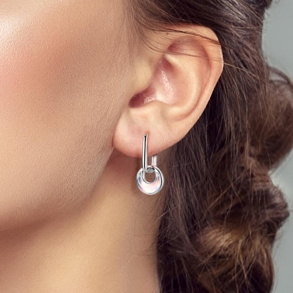 New 925 Silver Hoops Earrings For Woman Starlight Crystal Hoop Coil Earrings Eardrop With Zircon Fashion Jewelry Girls
