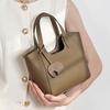 HIFASHION Minimalist Genuine Leather Tote Bags For Women Elegant Cowhide Top Handle Shoulder Bag Bucket Work Crossbody Handbags