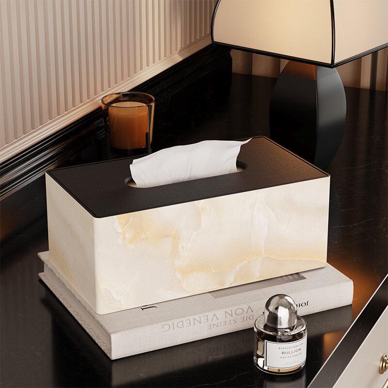 Marble Pattern Leather Tissue Box