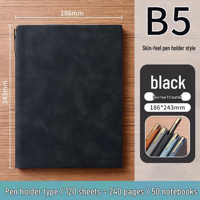 A5 Soft Leather Suede Notebook with Custom Logo - Simple B5 Business Meeting Journal, Large Thick Diary