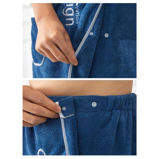 Men Bath Towel Absorbent Quick Dry Bath Wrap Towel with Secure Buckle And Pocket for Gym Spa Sauna Shower