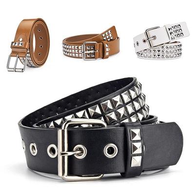 Square Bead Rivet Metal Pyramid Belt Men and Women Punk Hip-hop Style Hardware Jeans Belt Designer Pin Buckle Woman Belts