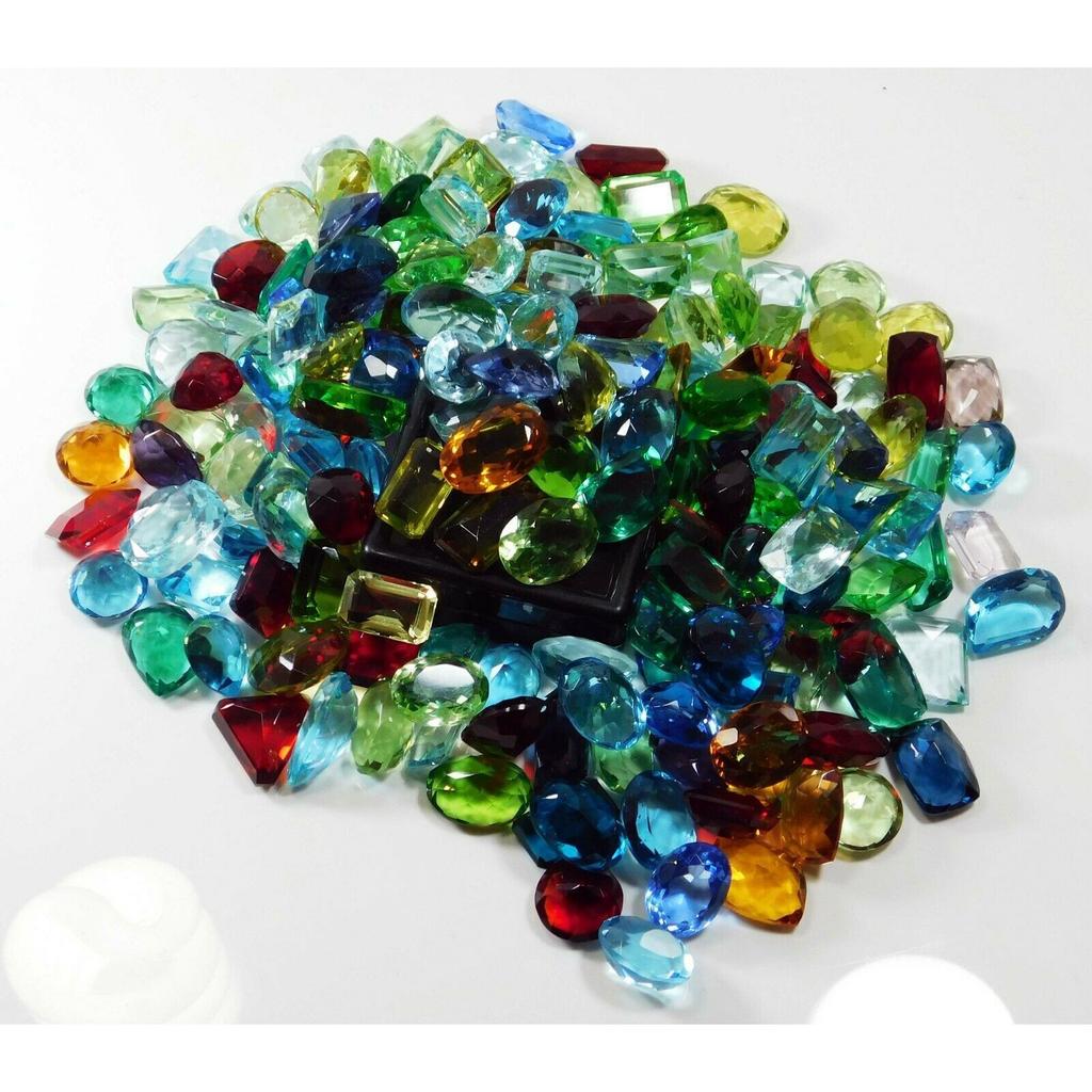 500 Ct Lab-Created Topaz  Loose Gemstone CERTIFIED Mix Color & Shape Lot