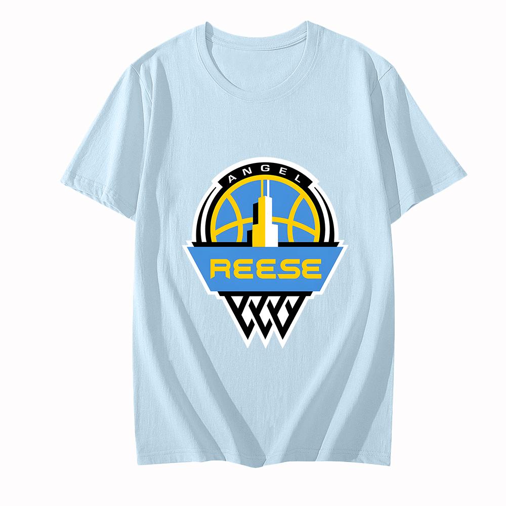 

Angel Reese Basketball T-Shirt Short Sleeve Fashion Cartoon Print Clothing Unisex Round Neck Cotton Tee-shirt Casual Clothing XXL світло-синій колір