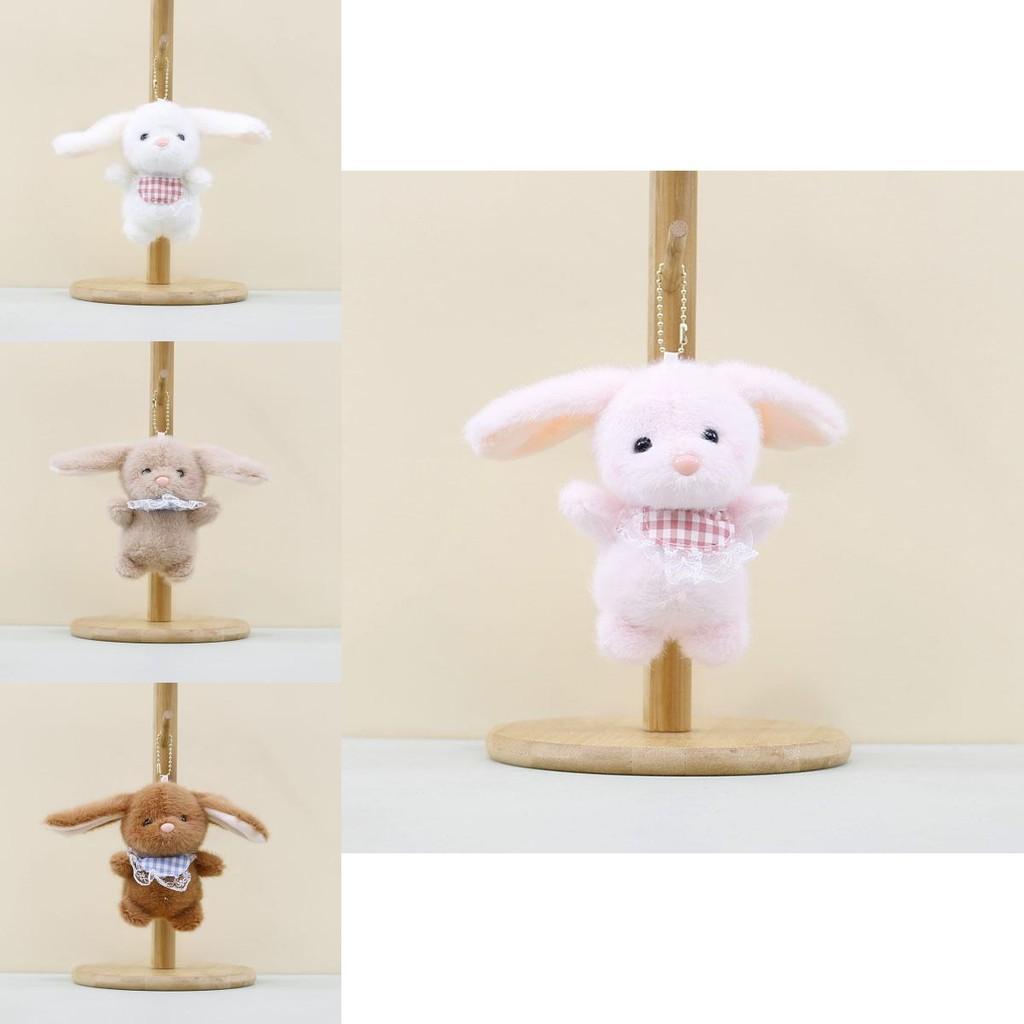 Cute Plush Bunny Pendant Keyring Fluffy Stuffed Animal Decorative Doll For Bags