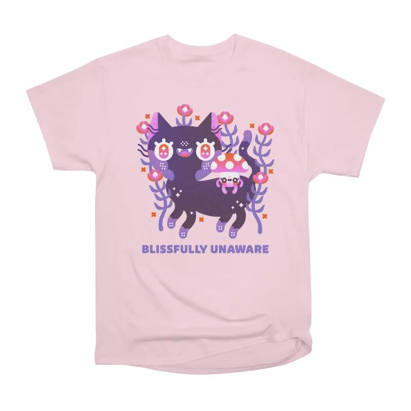 Men Casual Shirts Short Sleeves BLISSFULLY UNAWARE Tees Oversized T-shirts S розовый