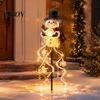 Wasserdichte LED-Rasenornamente Solar-Schneemann Gartenspießlicht, Fließendes Wasserfall-Lichterkette mit Weihnachtslandschaftsbeleuchtung für Hof Stern