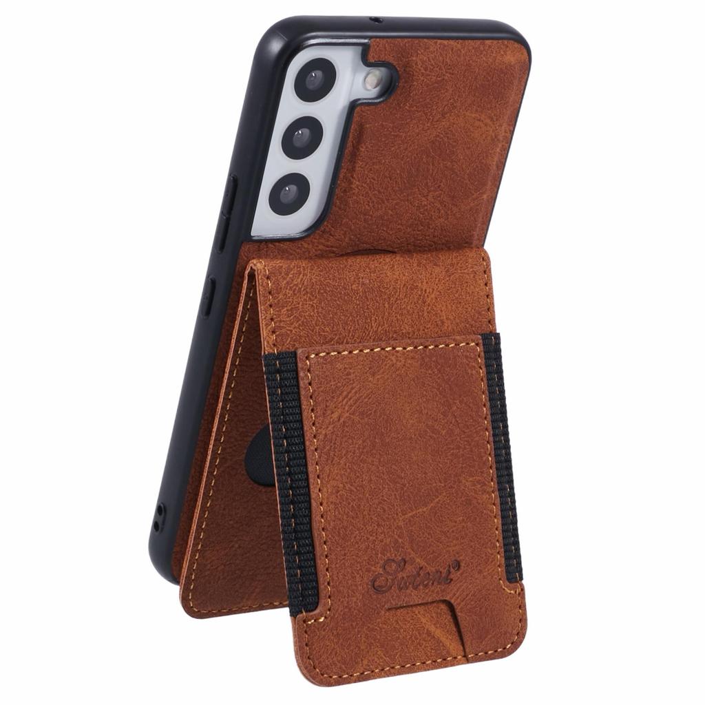 SUTENI H17 For Samsung Galaxy S22 5G Magnetic Case Card Slots Leather+TPU Kickstand Phone Cover