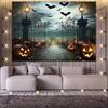 1 Halloween Photography Background with Pumpkin and Bat - Terrifying Ghost House Scenery Halloween Decoration