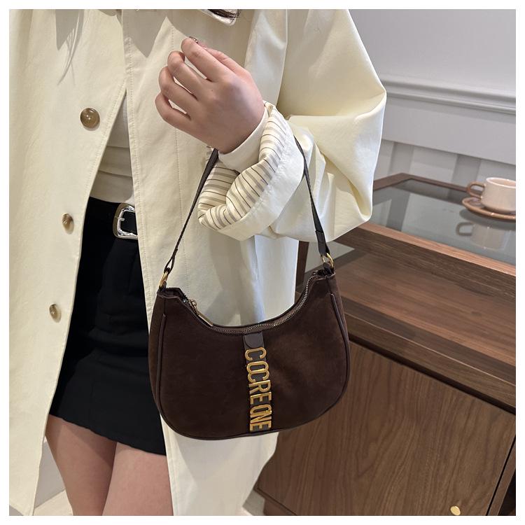 2024 Retro Suede Crossbody: Versatile Small Handbag & Shoulder Bag