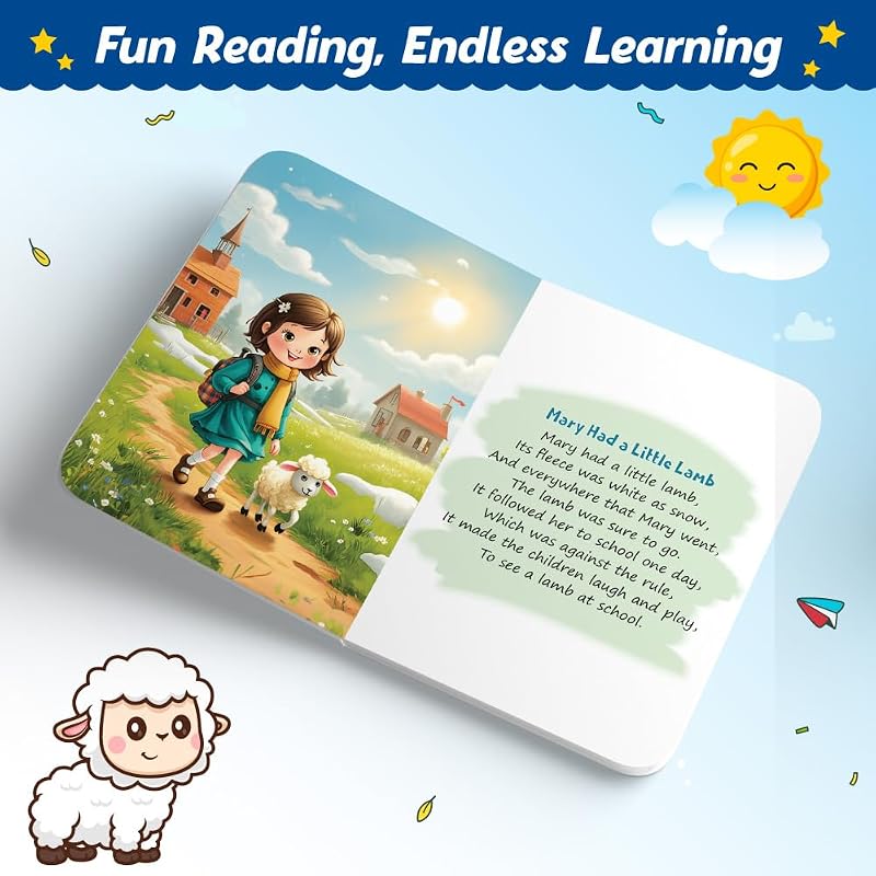 Nursery Rhymes Board Book For Kids Colorful Illustrated Rhymes For Toddlers & Preschoolers, Fun ReadAloud Book, Early Learning, First Words, Songs