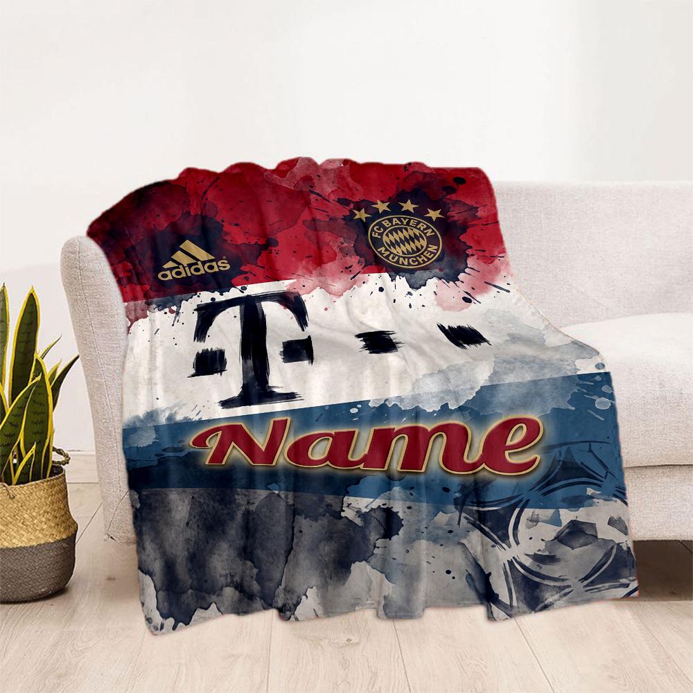 Bayern Munich Poster Personalized Name Blanket Throw Personalized Blanket Soft & Cozy Throw For Livingroom Sofa Bed Seaside All-Season Use
