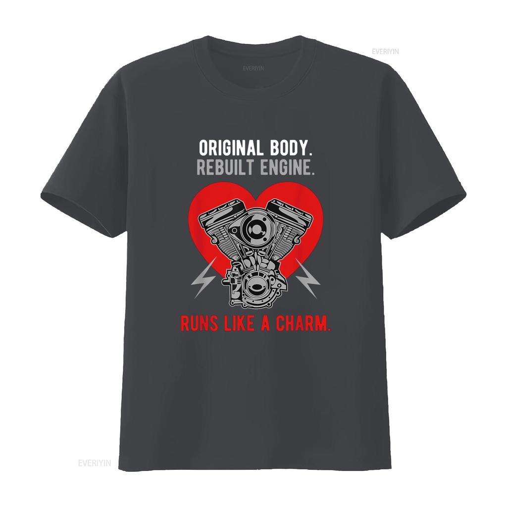 Original Body Rebuilt Engine Runs Like A Charm T Shirt Vintage Washed Versatile Slightly Top For Everyday Wear Graphic