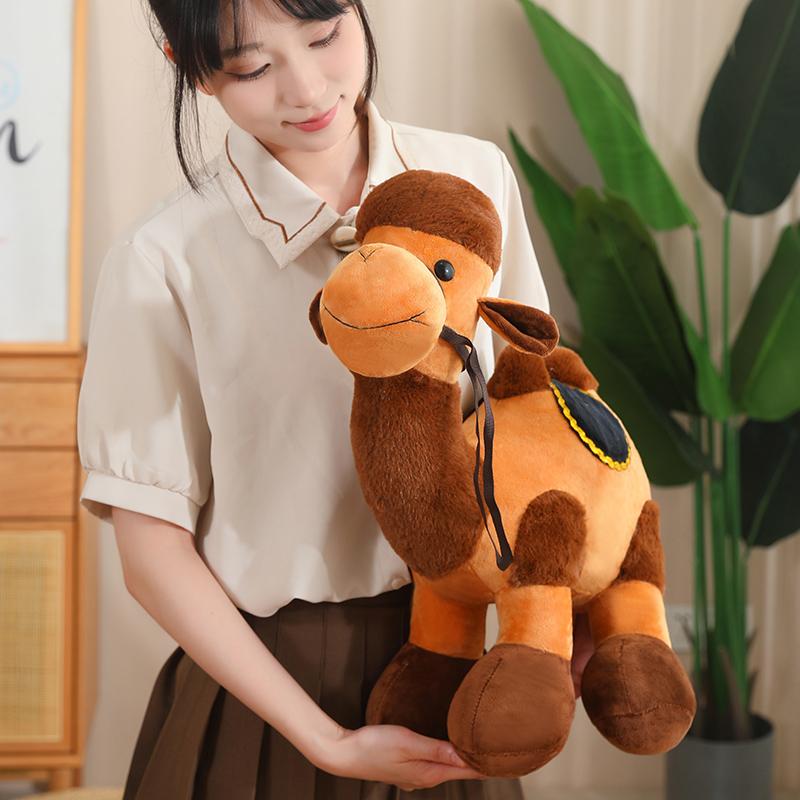 23/30/40/50cm Cute Simulation Camel Plush Doll with Saddle Brown and White Camel Plush Toy Home Decoration Gift for Boys and Girls