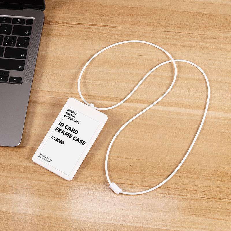 Japanese & Korean Style Retractable ID Card Holder with Silicone Lanyard белый