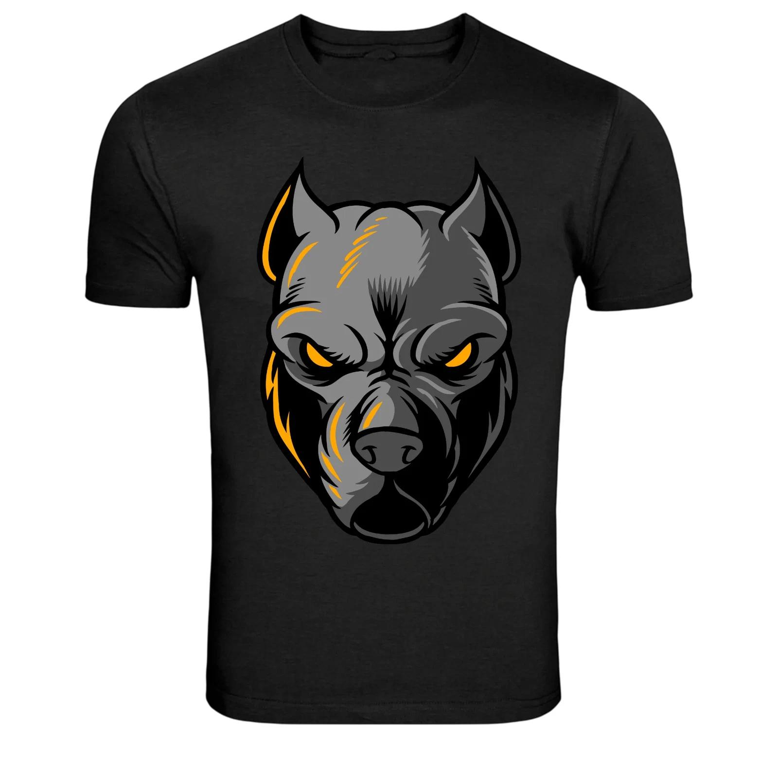 Футболка с графическим изображением свирепой морды собаки питбуля, талисмана L