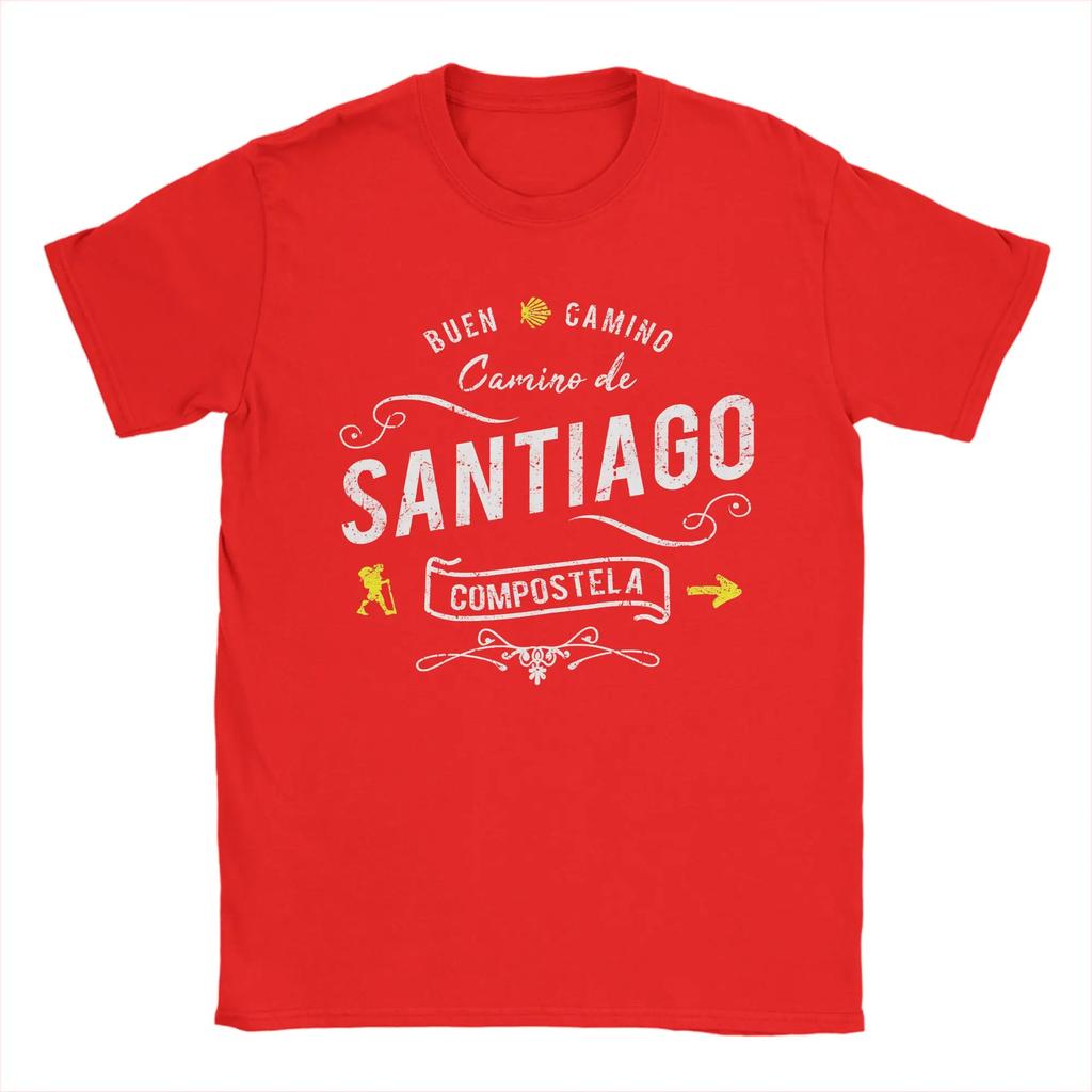 Men T-Shirt Buen Camino De Santiago Compostela Peregrino Vintage Cotton Tee Shirt Short Sleeve T Shirt Crew Neck Tops