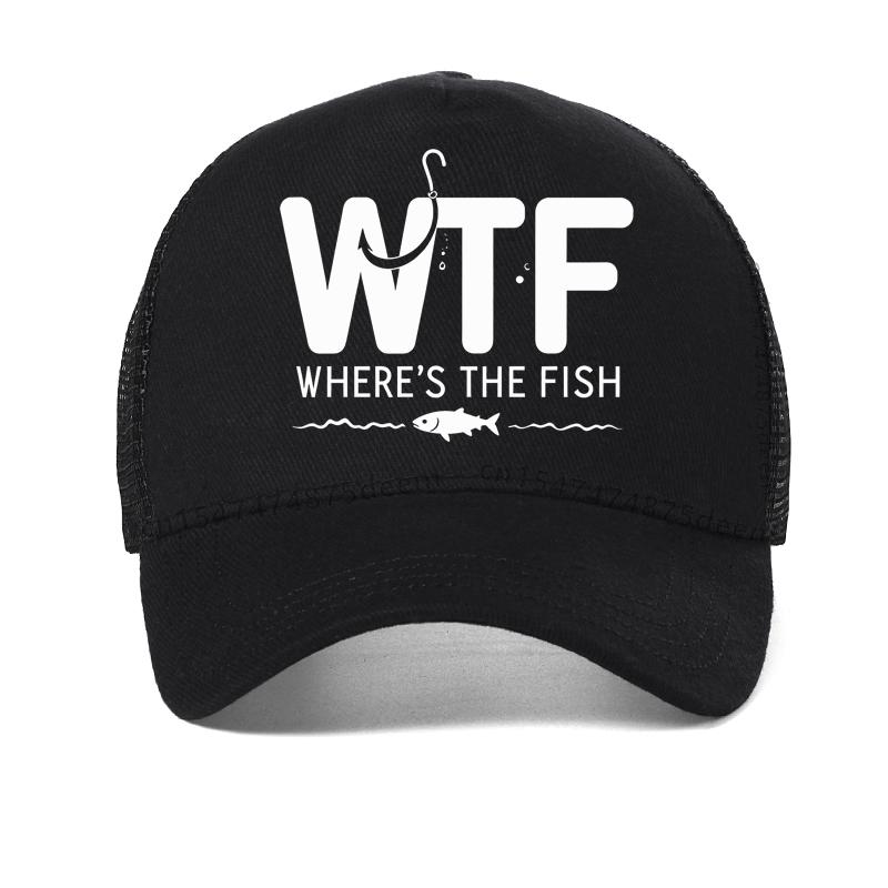 Funny WTF Where Is The Fish Graphic baseball cap Fishing Fisherman cap Fathers Day Gifts Casual Summer mesh Trucker hat sun hats
