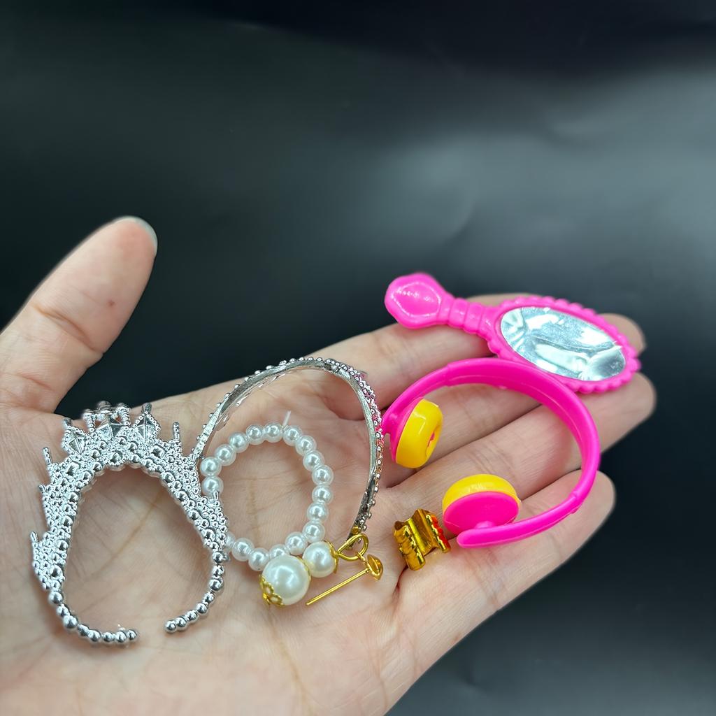 43Pcs 30cm Set Fashionable Doll Clothes Accessories Mini Camisole Skirt Necklace Earrings Crown Hangers Toy and Play Entertaining Safe Kid Friendly