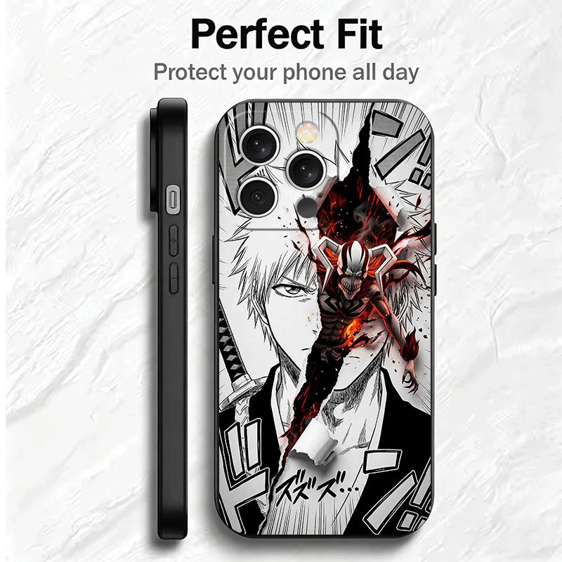 Custodia morbida per telefono Bleach Kurosaki Ichigo per iPhone 16 16E 17 Air 15 Pro Max 14 Plus 13 Mini 11 12 7 Cover Nera Guscio Posteriore