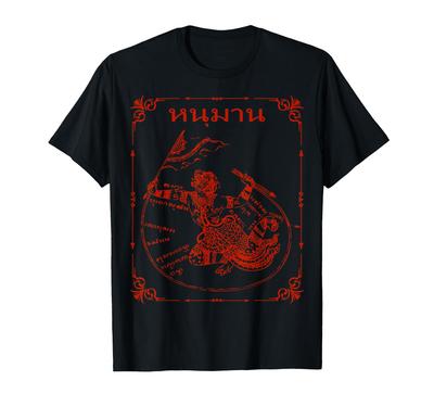 Hanuman Sak Yant Thailändisches Souvenir Sak Yan Heiliges Yantra Tattoo Meistertätowierung Wat Bang Phra T-Shirt