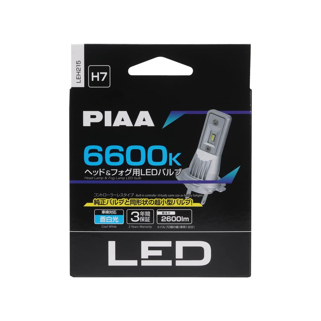 PIAA LEH215 Tipo LED Padrão 12V Inspeção de Veículo Pacote com 2 Faróis/Faróis de Nevoeiro, 6600K, Sem Controlador - Série, 14W, 2600lm, H7, Garantia de 3 Anos,