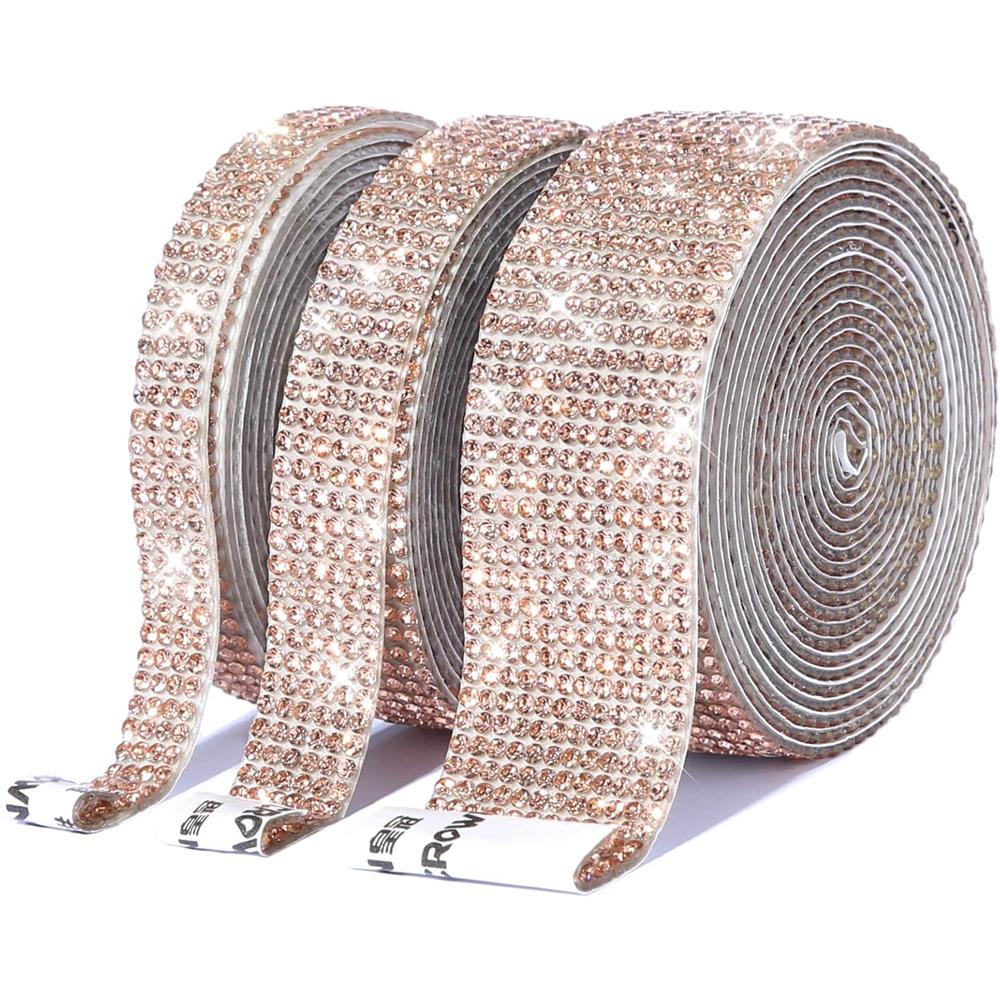 1/5/10Yards Self Adhesive Rhinestone Ribbon Bling Crystal Diamond Ribbon Roll Wrap Glittering Rhinestones Sticker for Decoration