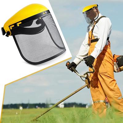 1 Pz Casco di Sicurezza Cappello da Giardino in Acciaio Inossidabile per Tagliaerba con Visiera a Rete a Faccia Intera Antischizzo Maschera Protettiva di Sicurezza