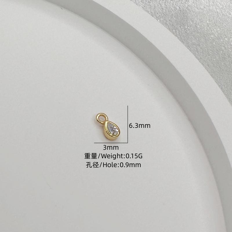 S925 Silver Mini Water Droplet Heart Round Pendant Charms Zircon Pendant Accessories for Necklace Jewelry Making SD12