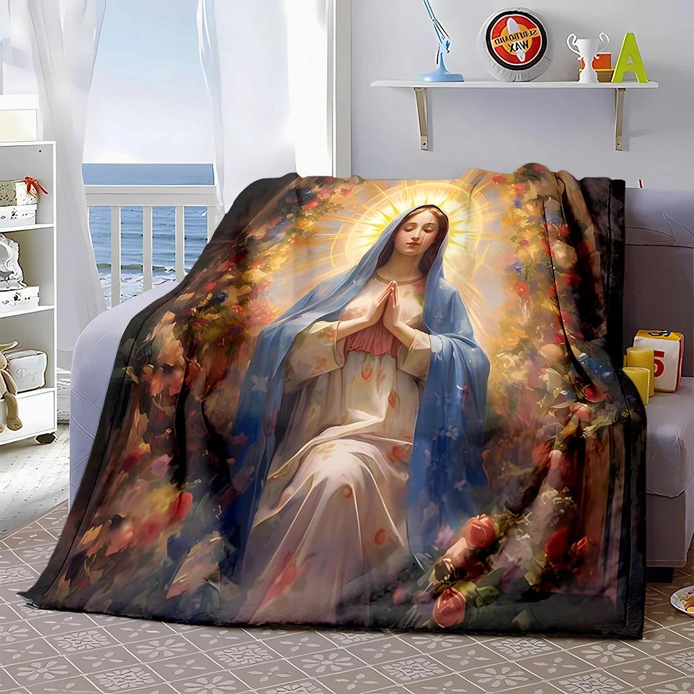 3D Warm Virgin Mary Pray Blanket,Soft Throw Blanket for Home Bedroom Bed Sofa Picnic Travel Office Rest Cover Blanket Kid‘s Gift