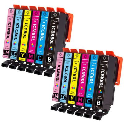 مجموعة خراطيش الحبر المتوافقة IC6CL80L من إبسون مجموعة من 12 IC80L 80L حبر الذرة متوافق EP (2BK/2C/2M/2Y/2LC/2LM) (نسخة موسعة) موديلات EP-982A3