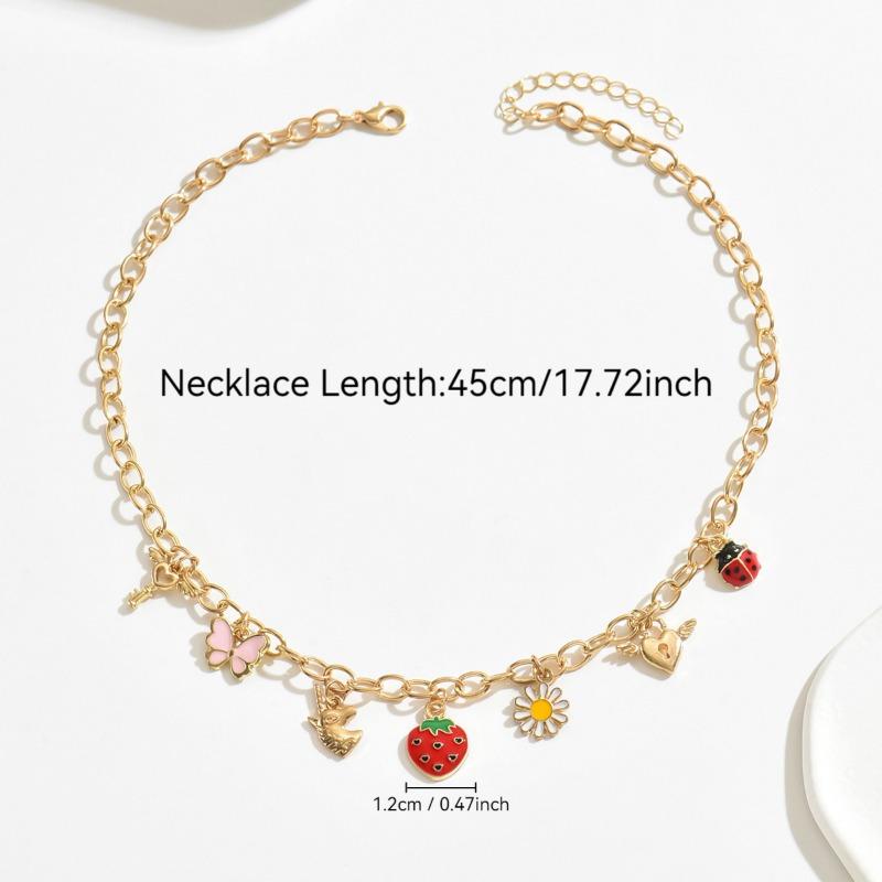 Fashion Versatile Multi Element Alloy Fruit Daisy Necklace For Women