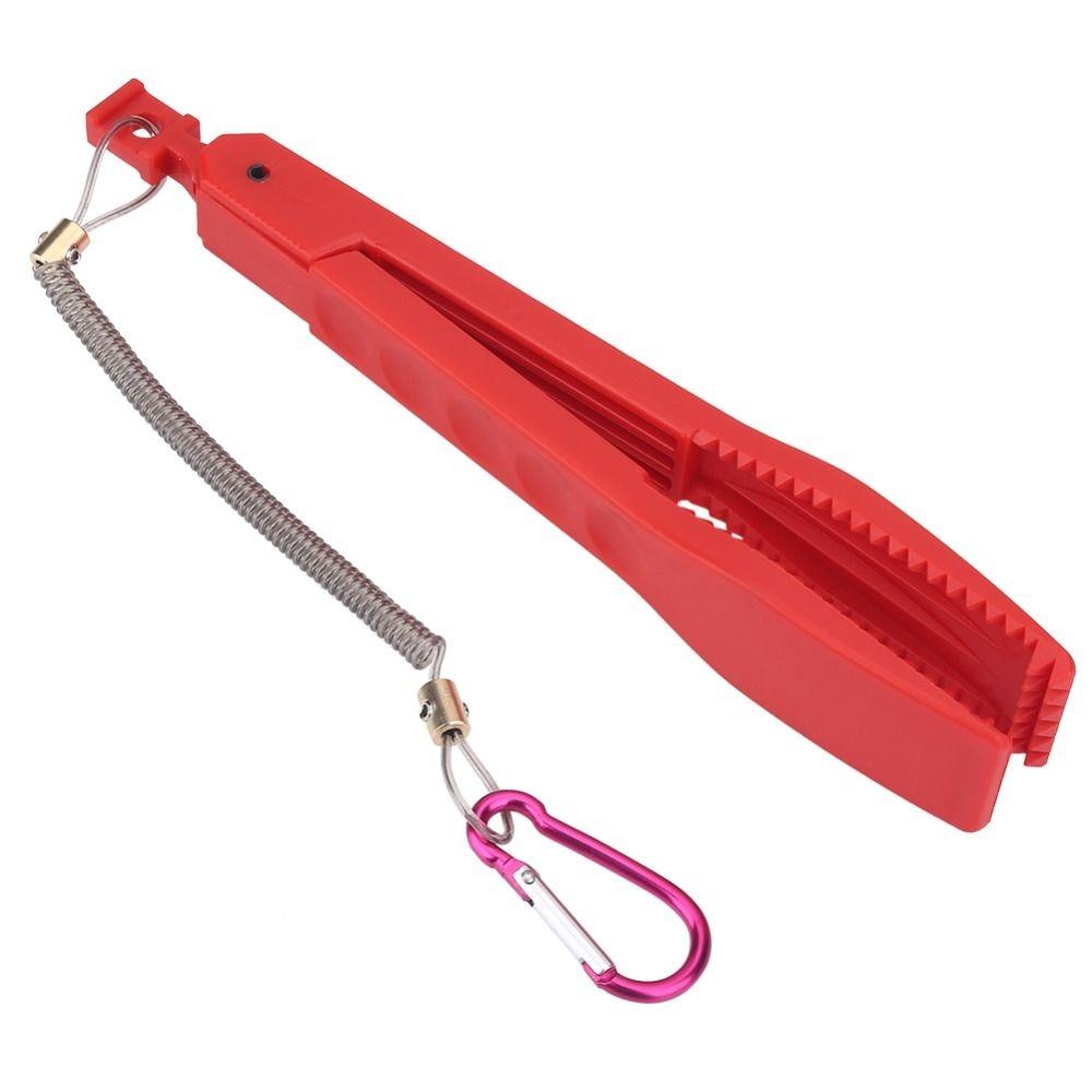 Durable Plastic Fishing Clamp with Retractable Lanyard 22×1.9cm Fishing Gripper Black and Red Fish Grabber Fishing Accessory