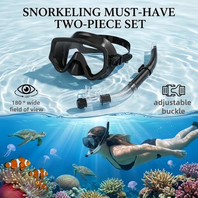 Snorkel Mask and Snorkel Set for Adults and Teens Anti Fog Anti Leak Wide View Diving Mask with Snorkel for Snorkeling Swimming