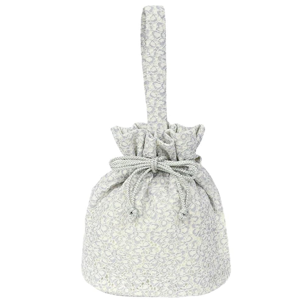 

[kimono cafe] Hakama drawstring bag, lace, single handle, floral pattern, gray, black, white, beige, for graduation ceremony, elementary school